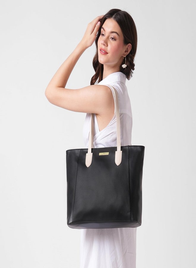 كابريس حقيبة كابريس ديفون الكبيرة للنساء، مزودة بأحزمة مريحة وأقسام متعددة | حقيبة أنيقة للكتف واليد | تتسع لأجهزة كمبيوتر محمولة حتى 16 بوصة | مثالية للعمل والسفر والاستخدام اليومي (أسود) - Image 2